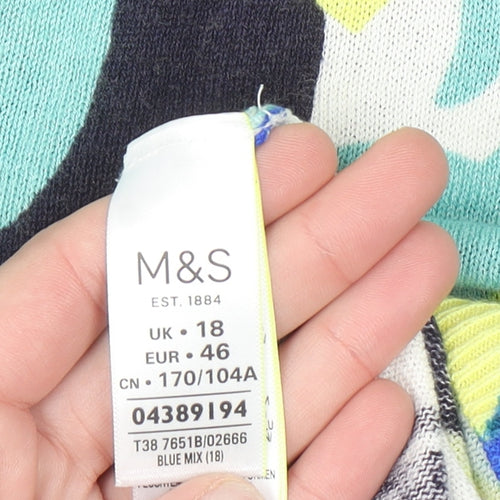 Marks and Spencer Womens Multicoloured Floral V-Neck Blouse Size 18