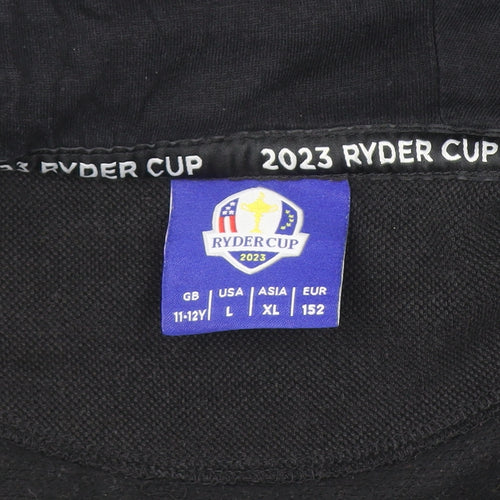 Ryder Cup Boys Black Full Zip Hoodie 11-12 Years Cotton Blend