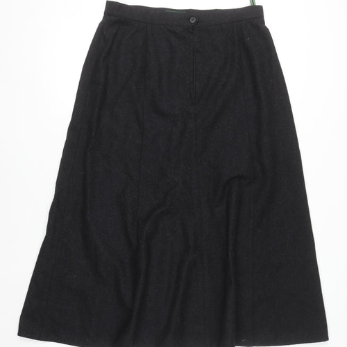 Rowlands Women’s Black Wool Blend A-Line Midi Skirt Size 14