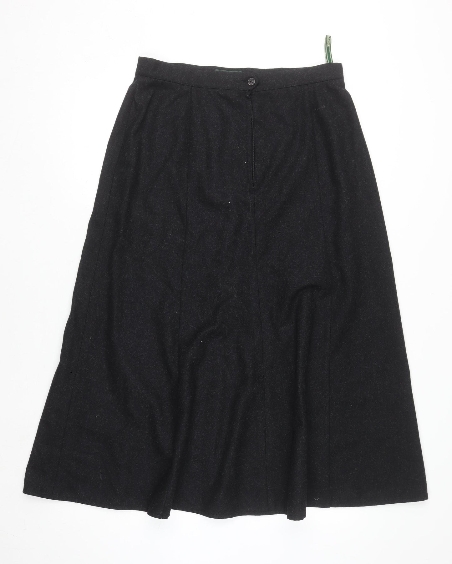 Rowlands Women’s Black Wool Blend A-Line Midi Skirt Size 14