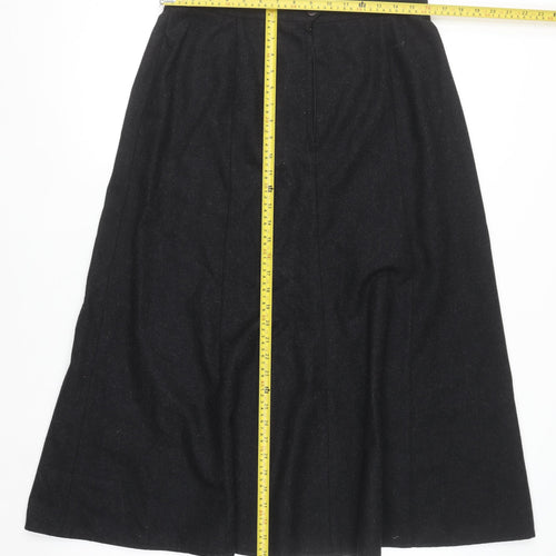 Rowlands Women’s Black Wool Blend A-Line Midi Skirt Size 14