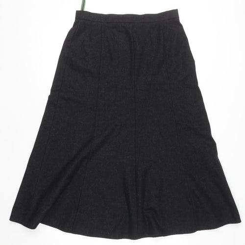Rowlands Women’s Black Wool Blend A-Line Midi Skirt Size 14