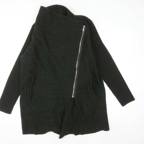 Phase Eight Women Black Wool Blend Zip Up Long Sleeve Jumper UK 14