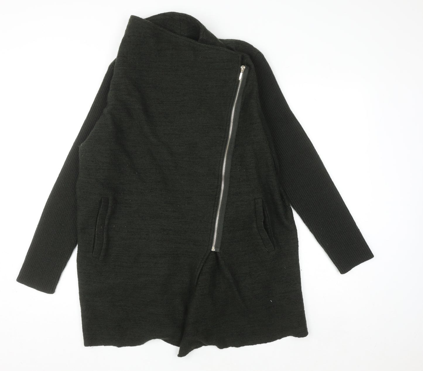 Phase Eight Women Black Wool Blend Zip Up Long Sleeve Jumper UK 14