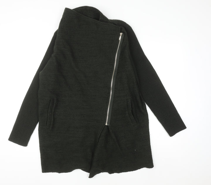 Phase Eight Women Black Wool Blend Zip Up Long Sleeve Jumper UK 14
