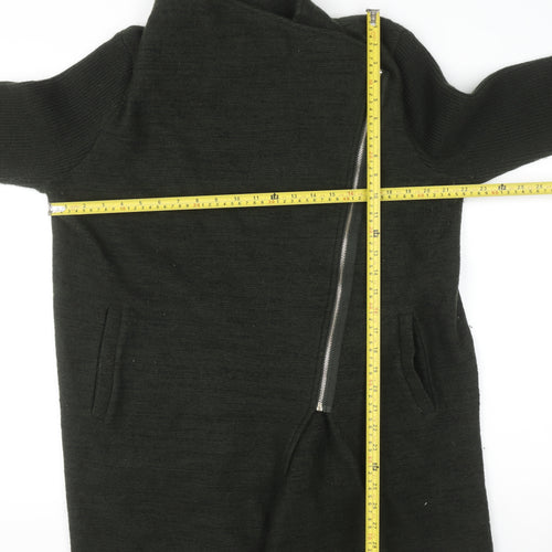 Phase Eight Women Black Wool Blend Zip Up Long Sleeve Jumper UK 14
