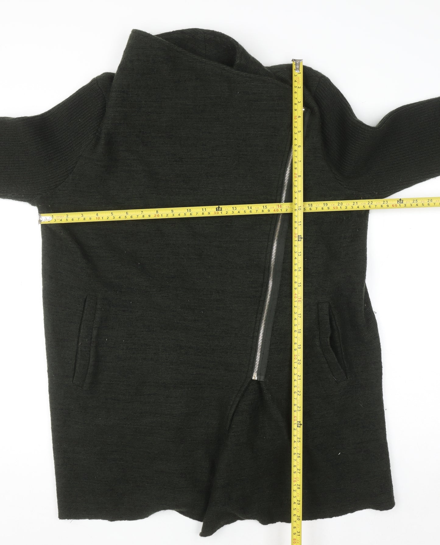Phase Eight Women Black Wool Blend Zip Up Long Sleeve Jumper UK 14