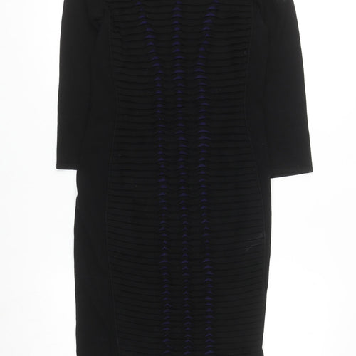 Karen Millen Women’s Black Bodycon Knit Dress Size 6 3/4 Sleeve