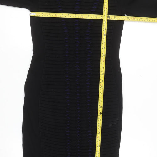 Karen Millen Women’s Black Bodycon Knit Dress Size 6 3/4 Sleeve