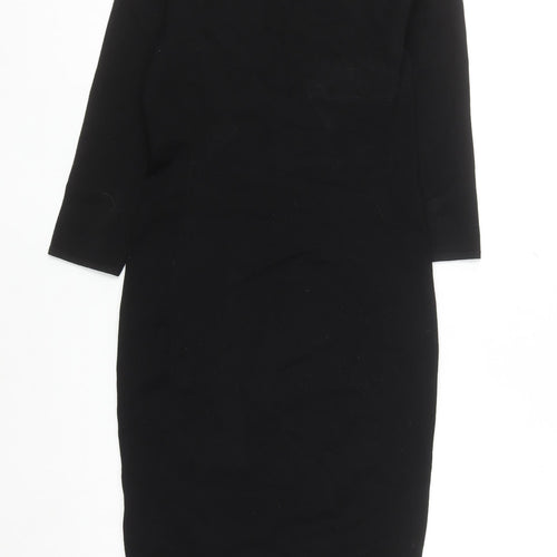 Karen Millen Women’s Black Bodycon Knit Dress Size 6 3/4 Sleeve