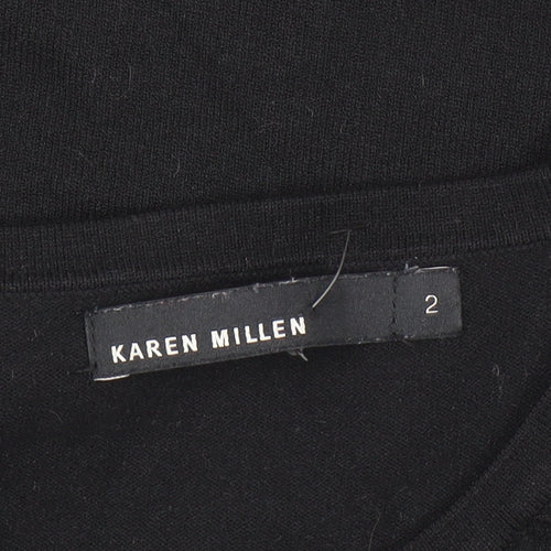Karen Millen Women’s Black Bodycon Knit Dress Size 6 3/4 Sleeve