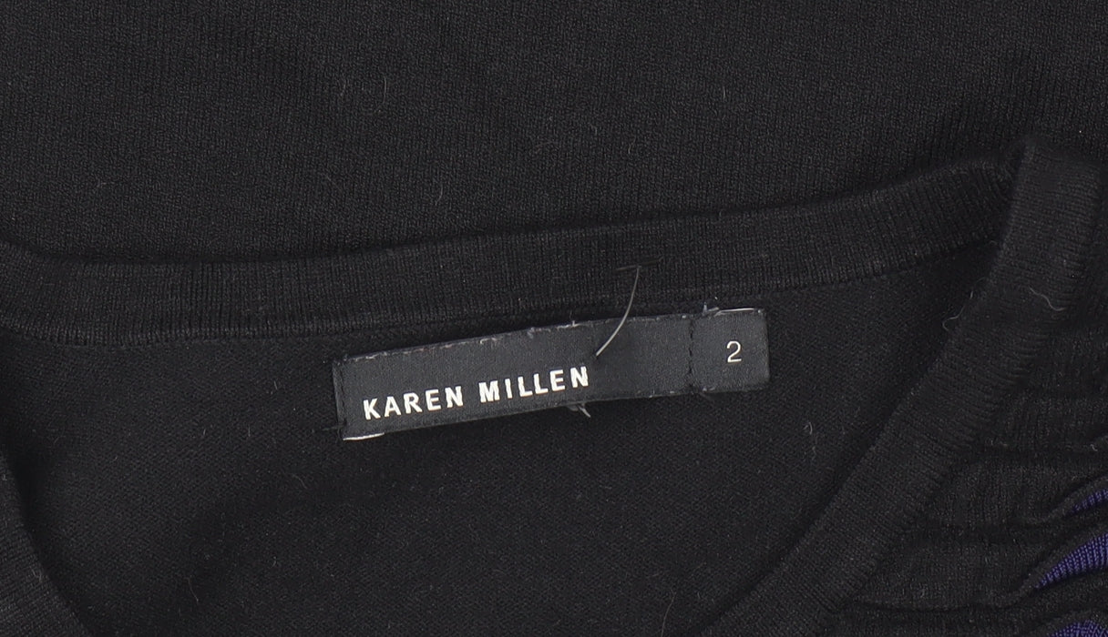 Karen Millen Women’s Black Bodycon Knit Dress Size 6 3/4 Sleeve