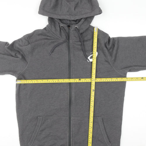 Asics Mens Grey Full Zip Hoodie Size M Sports Fleece Sweatshirt