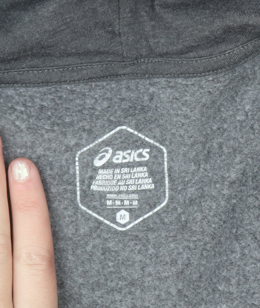 Asics Mens Grey Full Zip Hoodie Size M Sports Fleece Sweatshirt