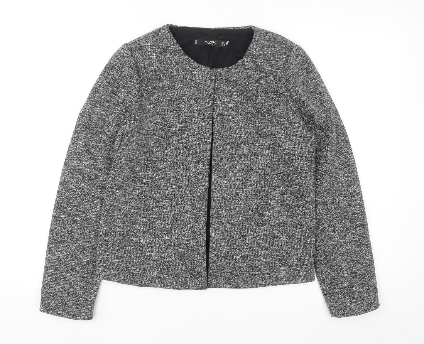 Mango Women Grey Regular Fit Tweed Blazer Jacket Size 8