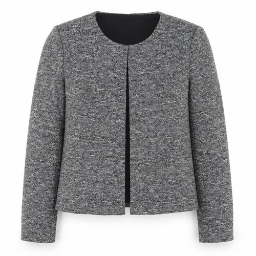 Mango Women Grey Regular Fit Tweed Blazer Jacket Size 8