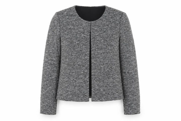 Mango Women Grey Regular Fit Tweed Blazer Jacket Size 8