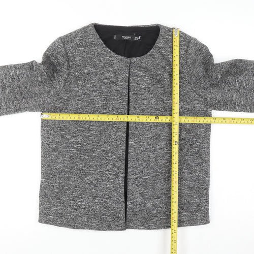 Mango Women Grey Regular Fit Tweed Blazer Jacket Size 8