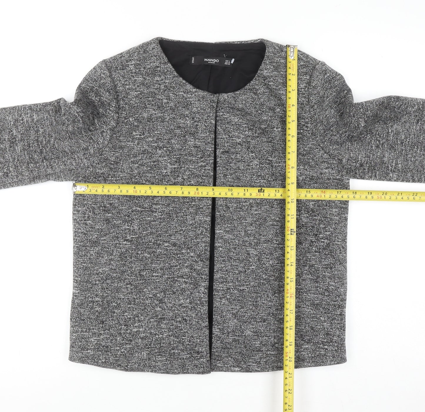 Mango Women Grey Regular Fit Tweed Blazer Jacket Size 8