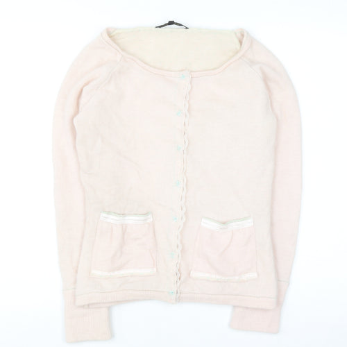 Noa Noa Women Pink Angora Wool Blend Knit Cardigan Size S
