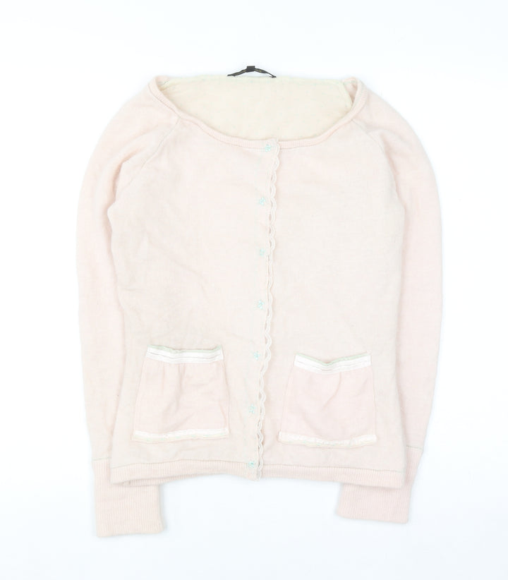 Noa Noa Women Pink Angora Wool Blend Knit Cardigan Size S