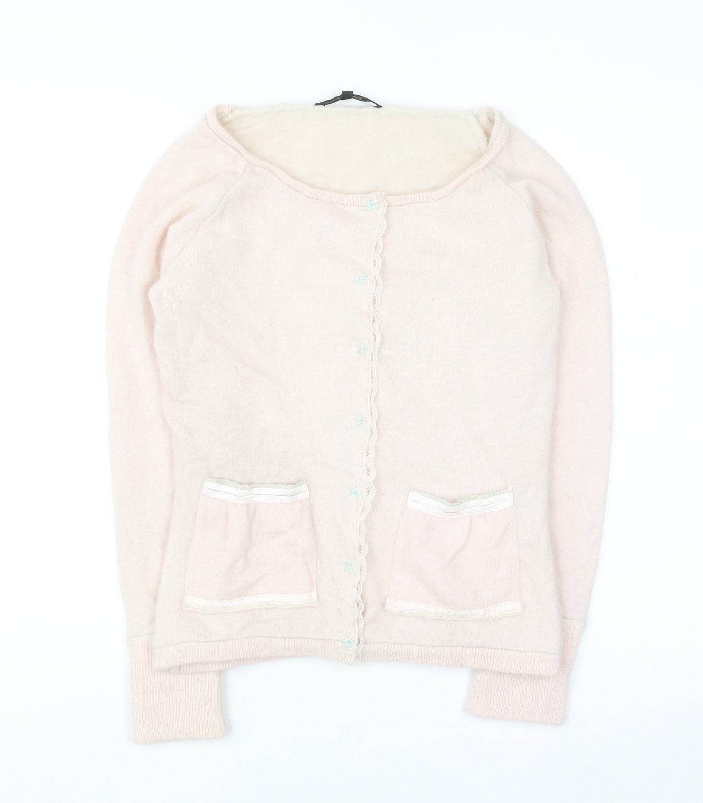 Noa Noa Women Pink Angora Wool Blend Knit Cardigan Size S