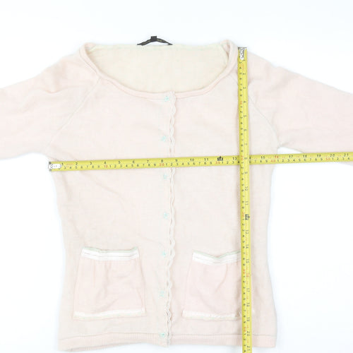 Noa Noa Women Pink Angora Wool Blend Knit Cardigan Size S