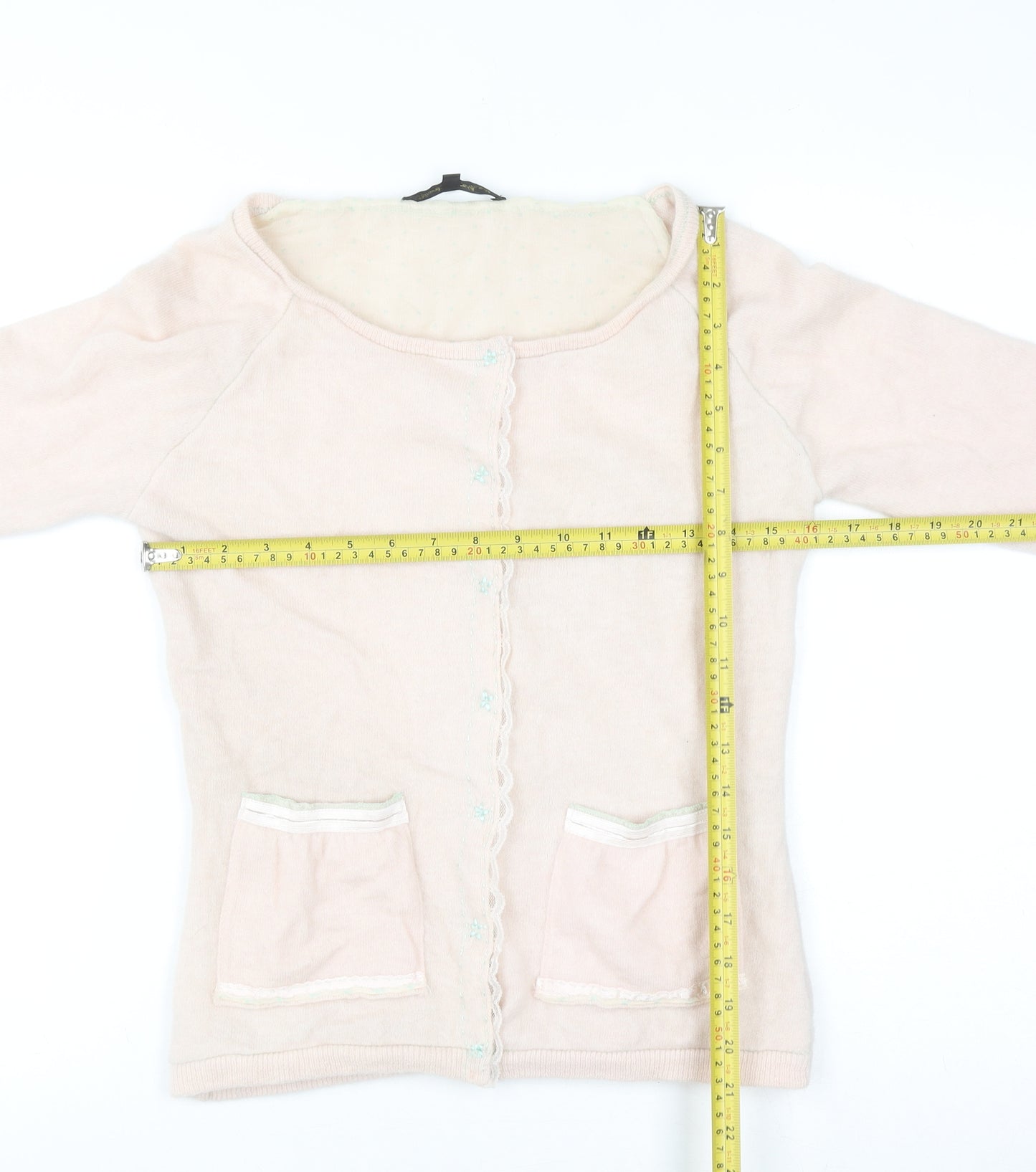 Noa Noa Women Pink Angora Wool Blend Knit Cardigan Size S