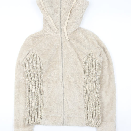Marks and Spencer Per Una Beige Hooded Fleece Knit Jacket Women’s M