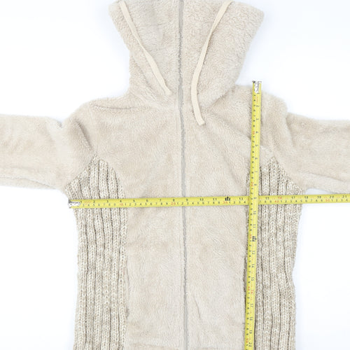 Marks and Spencer Per Una Beige Hooded Fleece Knit Jacket Women’s M