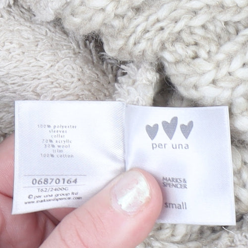 Marks and Spencer Per Una Beige Hooded Fleece Knit Jacket Women’s M