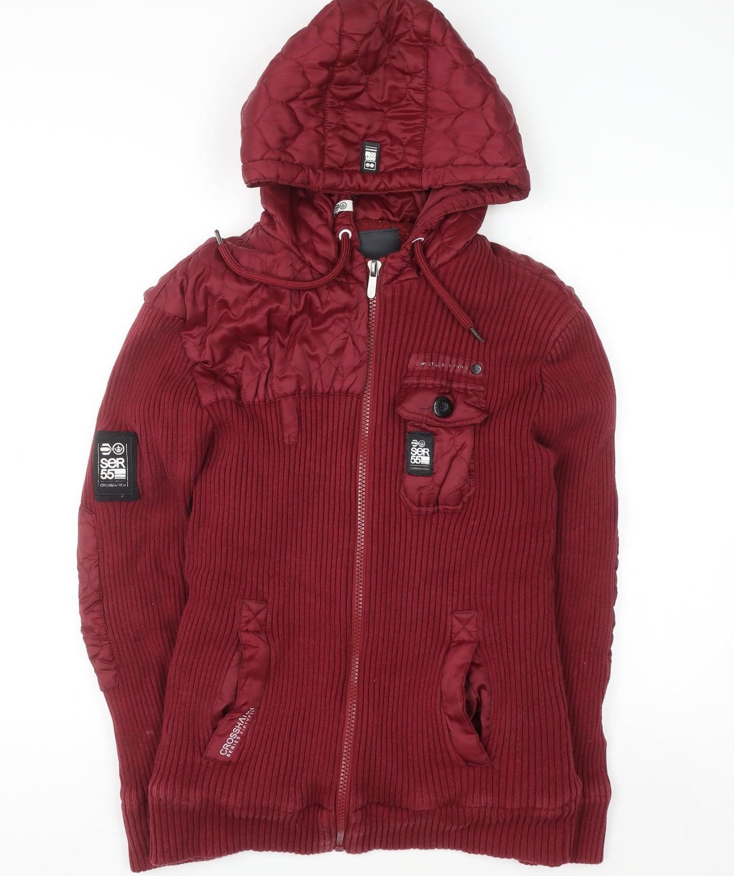 Crosshatch Women’s Red 2XL Hooded Full Zip Bomber Jacket