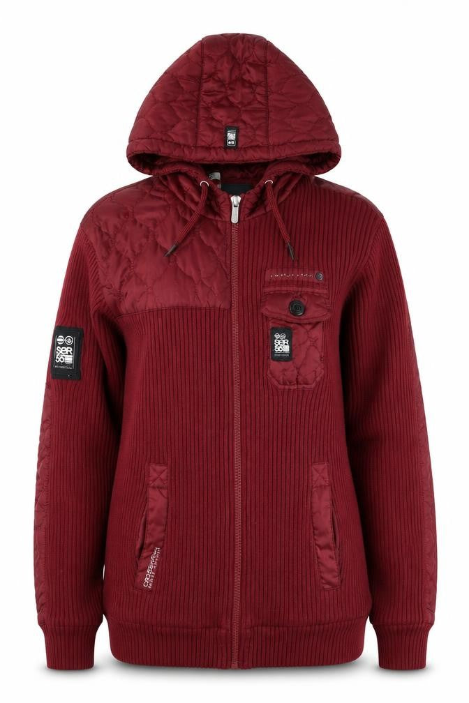 Front view of Crosshatch Women’s Red 2XL Hooded Full Zip Bomber Jacket