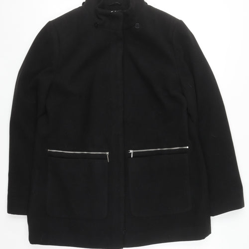 Debenhams Women’s Black Wool Blend Mid-Length Overcoat Size 14