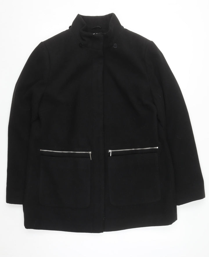 Debenhams Women’s Black Wool Blend Mid-Length Overcoat Size 14