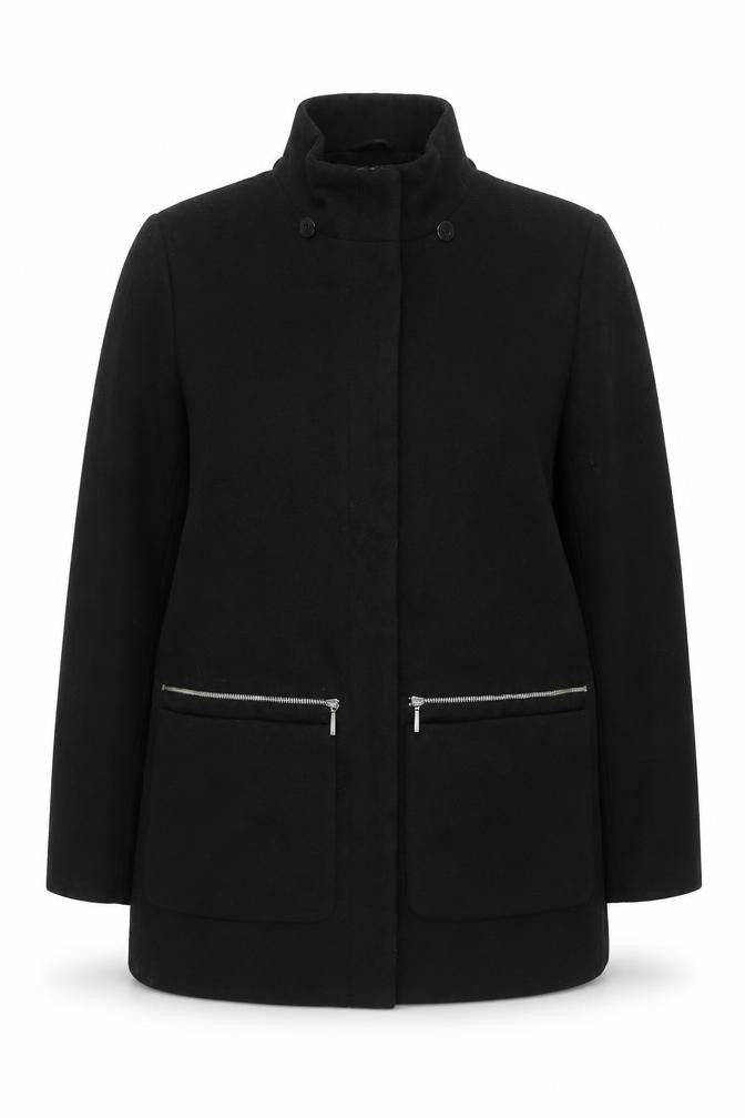 Debenhams Women’s Black Wool Blend Mid-Length Overcoat Size 14