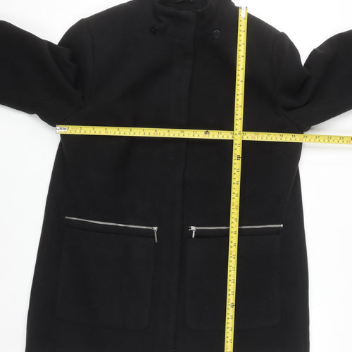 Debenhams Women’s Black Wool Blend Mid-Length Overcoat Size 14
