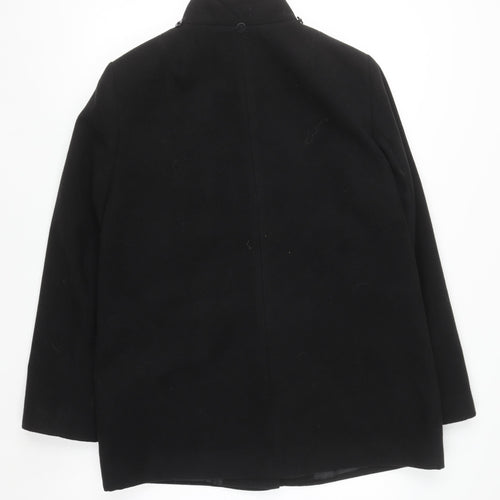 Debenhams Women’s Black Wool Blend Mid-Length Overcoat Size 14