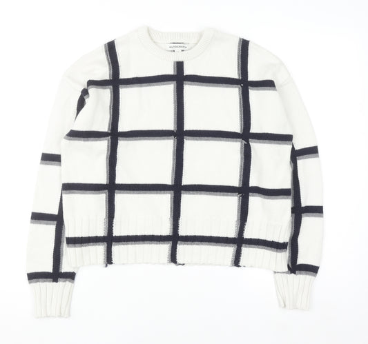 Marks and Spencer Women White Check Knit Pullover Jumper M