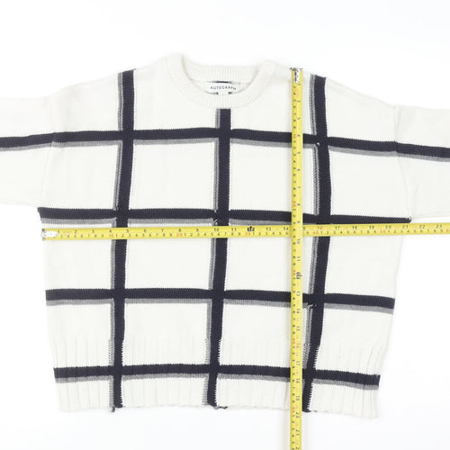 Marks and Spencer Women White Check Knit Pullover Jumper M