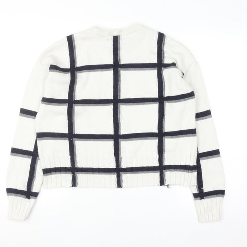 Marks and Spencer Women White Check Knit Pullover Jumper M