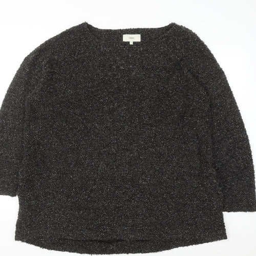 Next Women Grey Metallic Long Sleeve Pullover Jumper Size 22