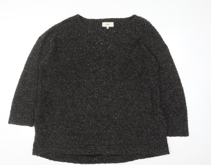 Next Women Grey Metallic Long Sleeve Pullover Jumper Size 22