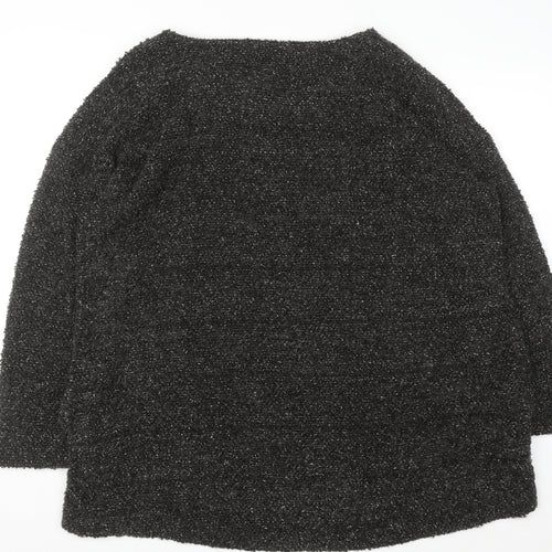 Next Women Grey Metallic Long Sleeve Pullover Jumper Size 22