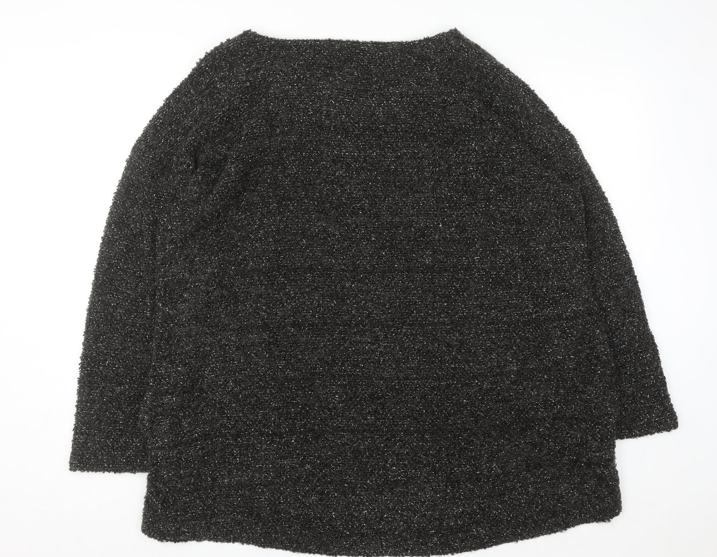 Next Women Grey Metallic Long Sleeve Pullover Jumper Size 22