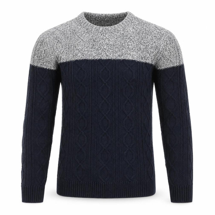 Hollister Men's Blue Cable-Knit Crew Neck Jumper Size M