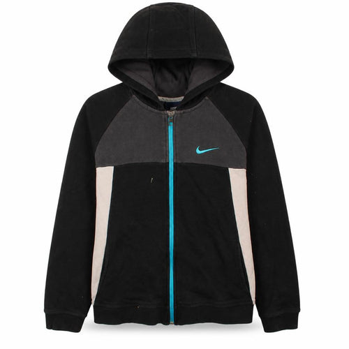 Nike Boys Black Full Zip Hoodie XL 13-15 Years Colourblock Cotton Blend