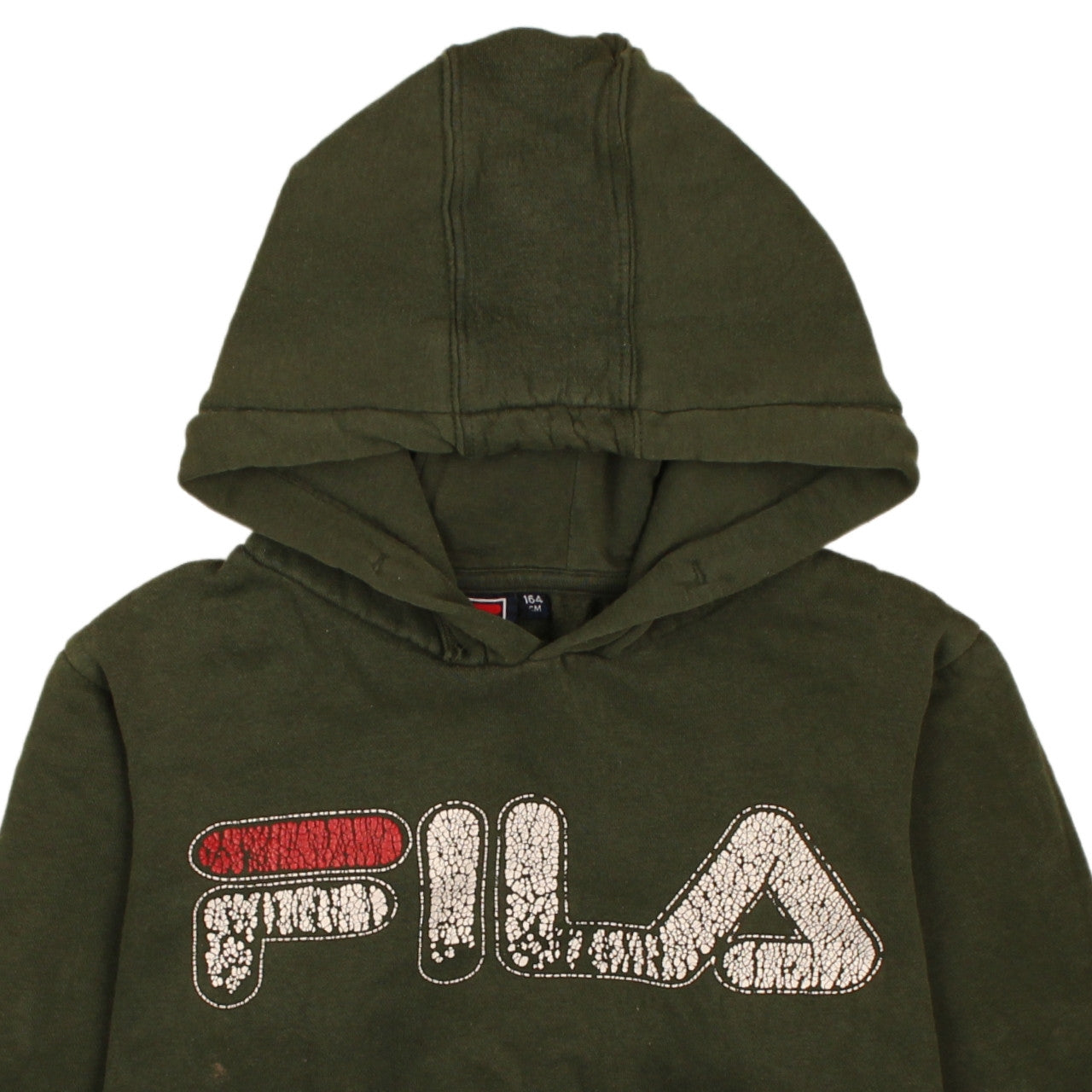 Fila Boys Green Pullover Hoodie Size 164cm Logo Print Casual Sweatshirt