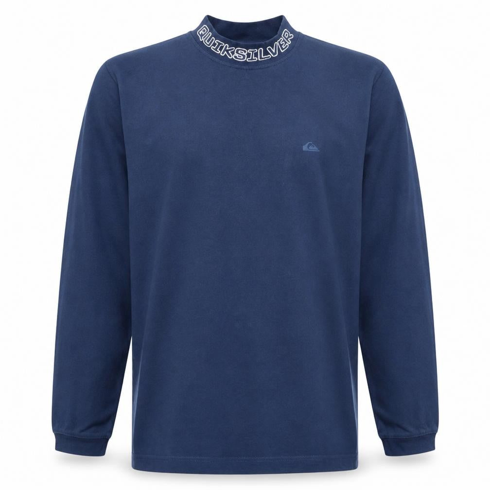 Front view of Quiksilver men’s blue long sleeve mock neck sweatshirt m