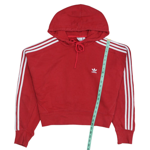 Adidas Women Red Hoodie UK 12 Pullover Drawstring Hooded Sweatshirt